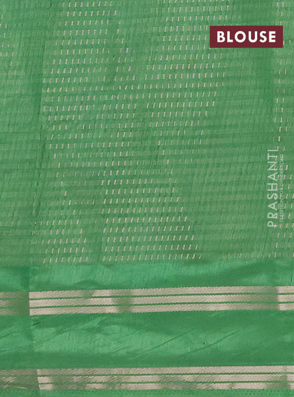 Semi raw silk saree light green with allover zari weaves and rettapet zari woven border