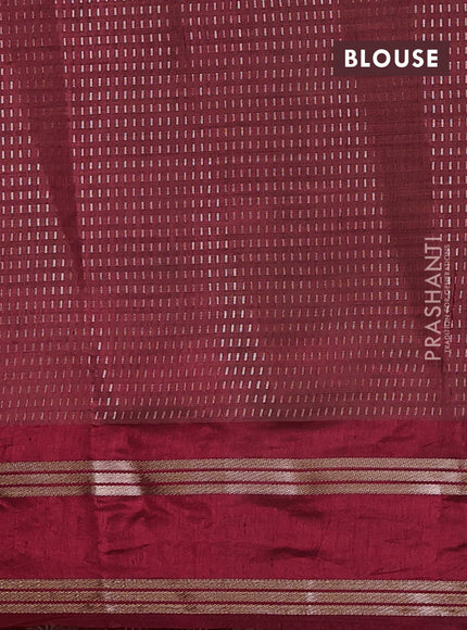 Semi raw silk saree maroon with allover zari weaves and rettapet zari woven border