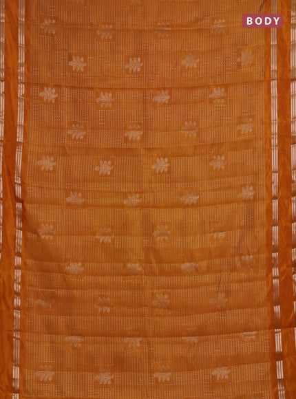 Semi raw silk saree mustard yellow with allover zari weaves and rettapet zari woven border