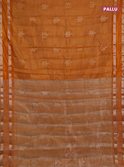 Semi raw silk saree mustard yellow with allover zari weaves and rettapet zari woven border