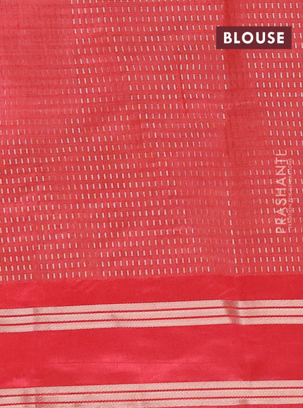 Semi raw silk saree peach pink with allover zari weaves and rettapet zari woven border