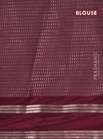 Semi raw silk saree wine shade with allover zari weaves and rettapet zari woven border