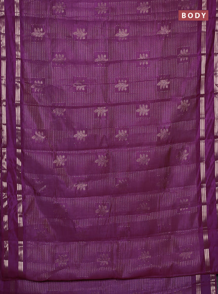 Semi raw silk saree purple with allover zari weaves and rettapet zari woven border