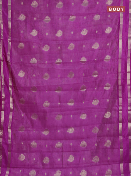 Semi raw silk saree lavender with allover zari weaves and rettapet zari woven border