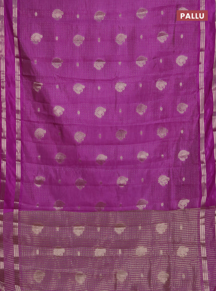 Semi raw silk saree lavender with allover zari weaves and rettapet zari woven border