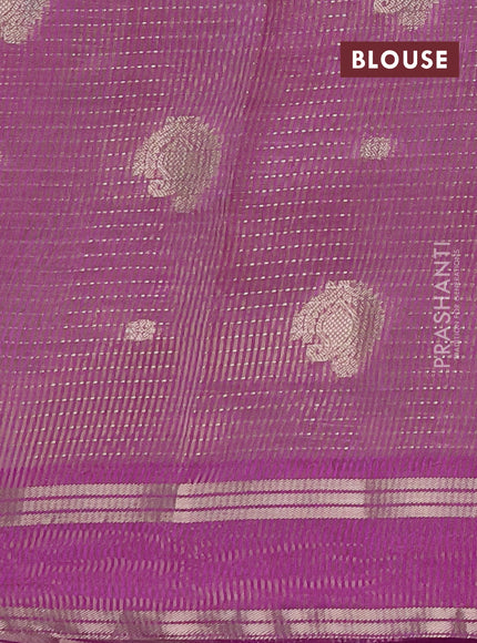 Semi raw silk saree lavender with allover zari weaves and rettapet zari woven border