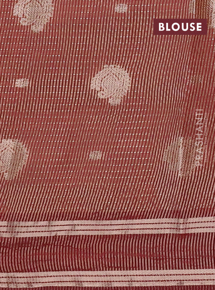 Semi raw silk saree maroon with allover zari weaves and rettapet zari woven border