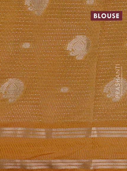 Semi raw silk saree mustard yellow with allover zari weaves and rettapet zari woven border