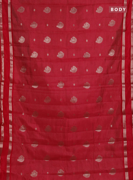 Semi raw silk saree pink with allover zari weaves and rettapet zari woven border