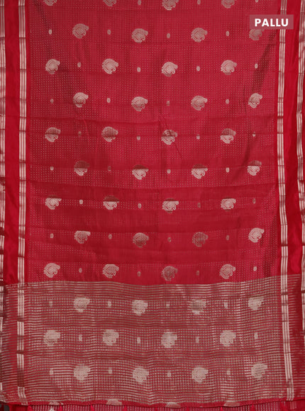Semi raw silk saree pink with allover zari weaves and rettapet zari woven border