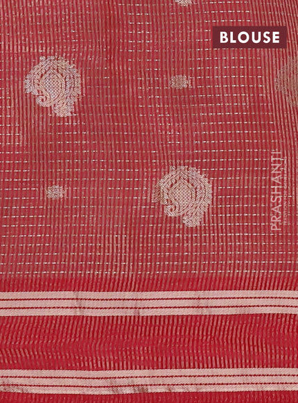 Semi raw silk saree pink with allover zari weaves and rettapet zari woven border