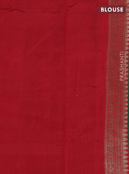 Chiniya silk saree green and red with thread & zari woven buttas and woven border
