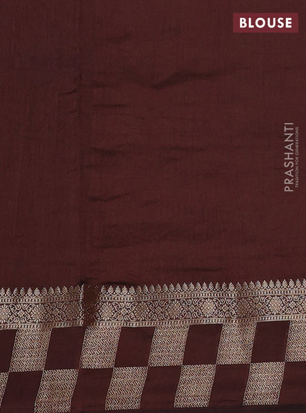 Chiniya silk saree green and coffee brown with allover thread & zari woven buttas and woven border