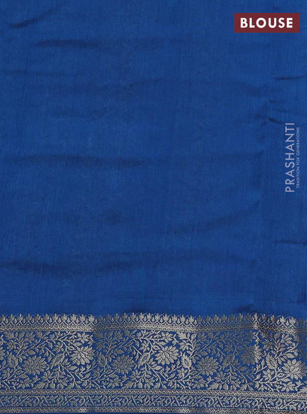 Chiniya silk saree brown and cs blue with zari woven buttas and zari woven border