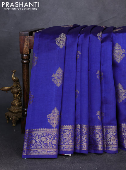 Chiniya silk saree royal blue and pink with zari woven buttas and zari woven border