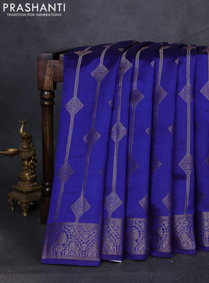 Chiniya silk saree blue and green with allover thread & zari weaves and woven border