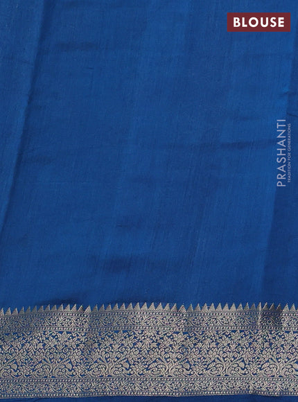 Chiniya silk saree brown and cs blue with zari woven buttas and zari woven border