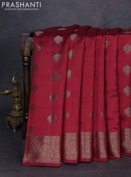 Chiniya silk saree red and purple with zari woven buttas and zari woven border