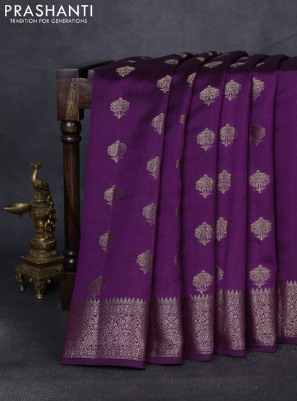 Chiniya silk saree purple and red with zari woven buttas and zari woven border