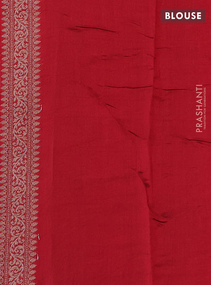 Chiniya silk saree green and red with thread & zari woven buttas and zari woven border