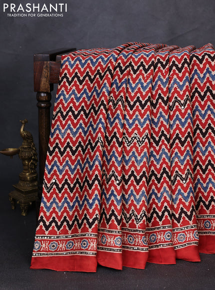 Modal silk saree multi colour and rust shade with allover zigzag prints & sequin mirror work and sequin embroidery pallu
