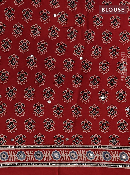 Modal silk saree multi colour and rust shade with allover zigzag prints & sequin mirror work and sequin embroidery pallu
