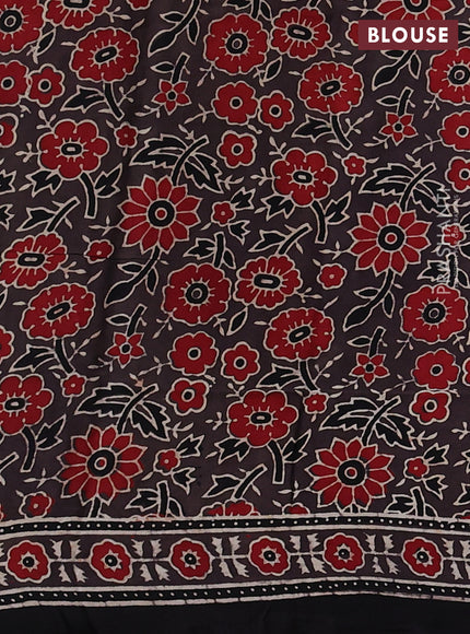 Modal silk saree rosy brown and black with allover ajrakh prints and printed border