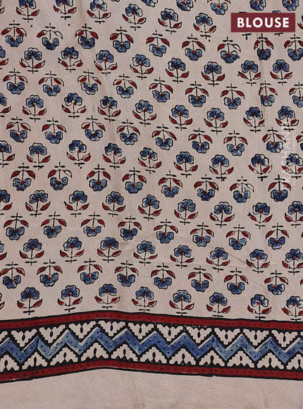 Modal silk saree beige with allover ajrakh prints and printed border