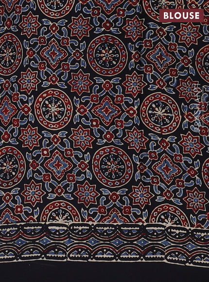 Modal silk saree black beige and black with allover ajrakh prints and printed border