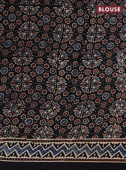 Modal silk saree black and beige with allover ajrakh prints and printed border