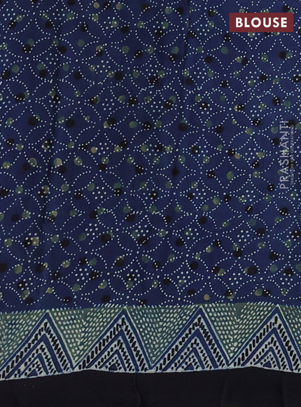 Modal silk saree indigo blue and black with allover ajrakh prints and printed border