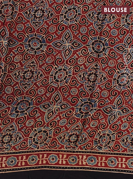 Modal silk saree maroon and coffee brown with allover ajrakh prints and printed border