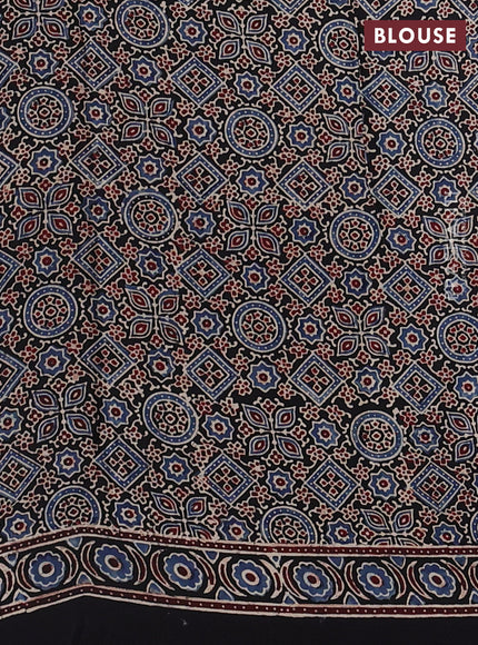 Modal silk saree black with allover ajrakh prints and printed border