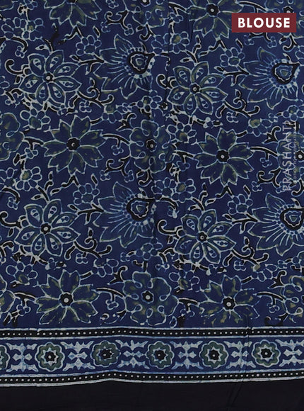 Modal silk saree indigo blue and black with allover ajrakh prints and printed border