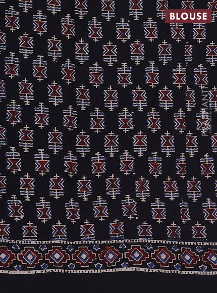 Modal silk saree black with allover ajrakh prints and printed border