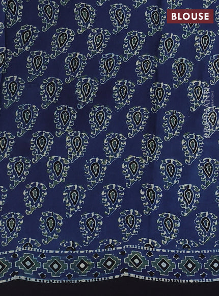Modal silk saree indigo blue and black with allover ajrakh prints and printed border