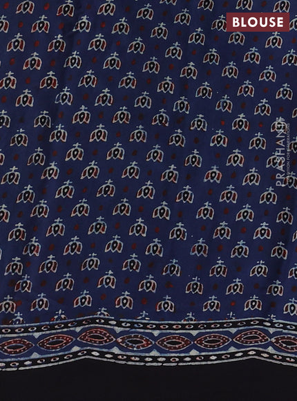 Modal silk saree indigo blue and black with allover ajrakh prints and printed border