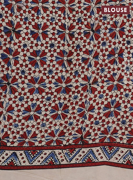 Modal silk saree beige with allover ajrakh prints and printed border