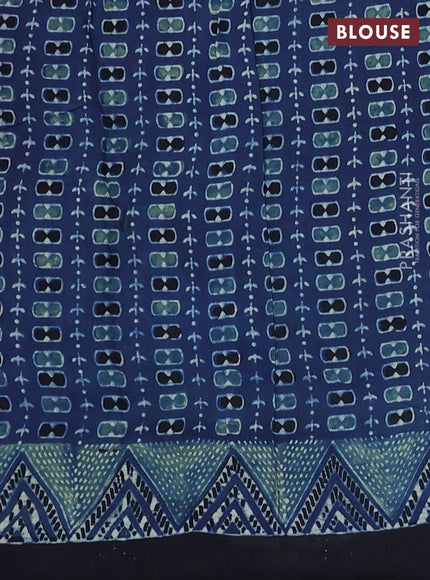 Modal silk saree indigo blue and black with allover ajrakh prints and printed border
