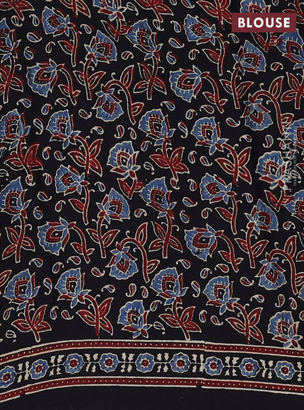 Modal silk saree black with allover ajrakh prints and printed border