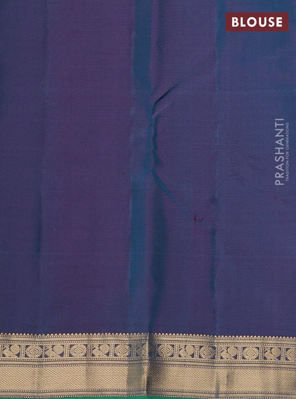 Pure kanchipuram silk saree teal green and wine shade with allover vairaosi pattern & zari buttas and zari woven border