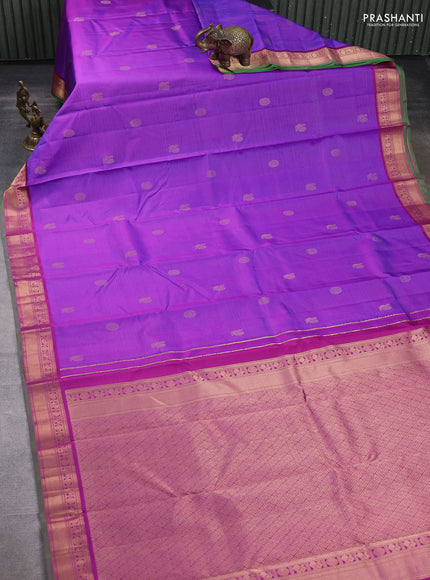 Pure kanchipuram silk saree purple and magenta pink with allover vairaosi pattern & zari buttas and zari woven border