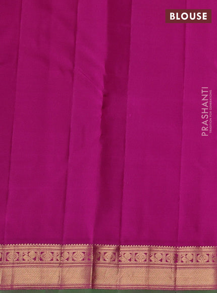 Pure kanchipuram silk saree dual tone pinkish orange and purple with allover vairaosi pattern & zari buttas and zari woven border