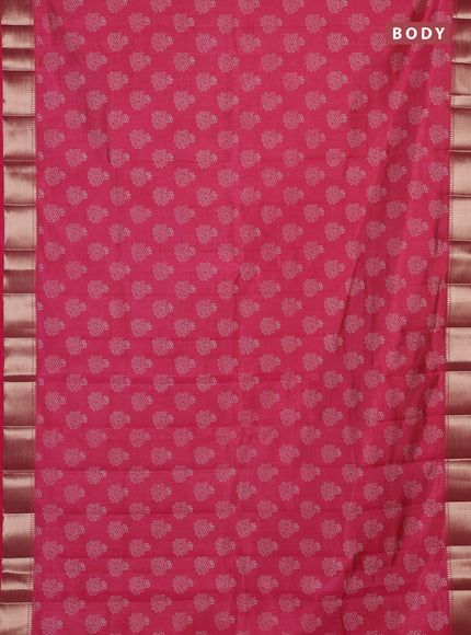 Semi raw silk saree pink with allover butta prints and zari woven border