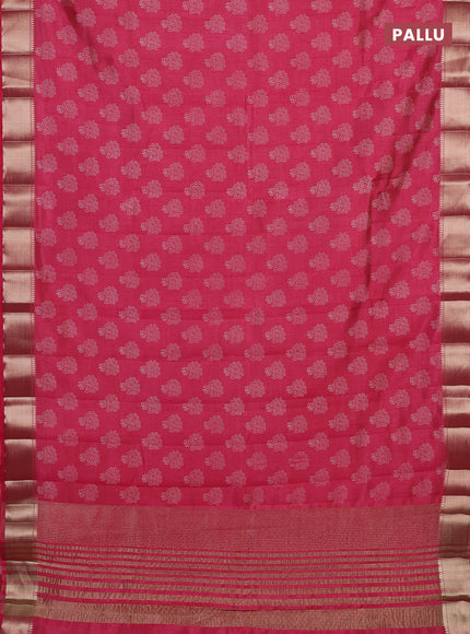 Semi raw silk saree pink with allover butta prints and zari woven border