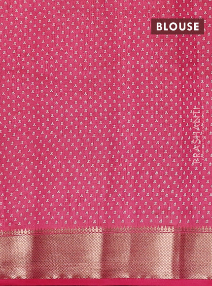 Semi raw silk saree pink with allover butta prints and zari woven border