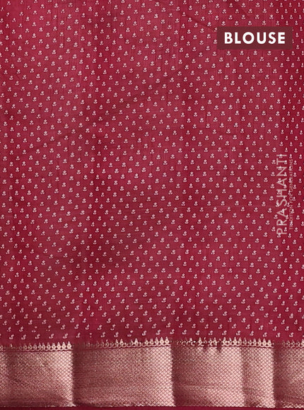Semi raw silk saree maroon with allover butta prints and zari woven border