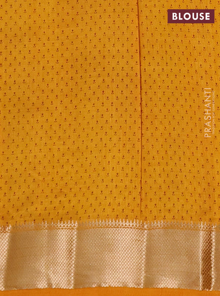 Semi raw silk saree mustard yellow with allover butta prints and zari woven border