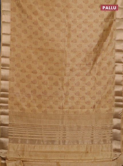 Semi raw silk saree sandal with allover butta prints and zari woven border