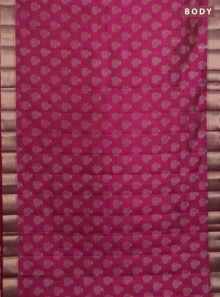 Semi raw silk saree pink with allover butta prints and zari woven border